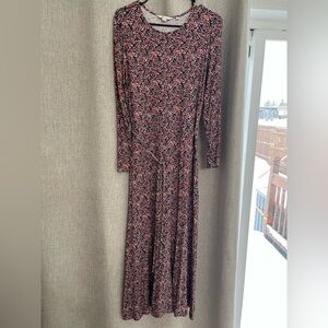 Boden Black and Pink Floral Long Sleeve Dress